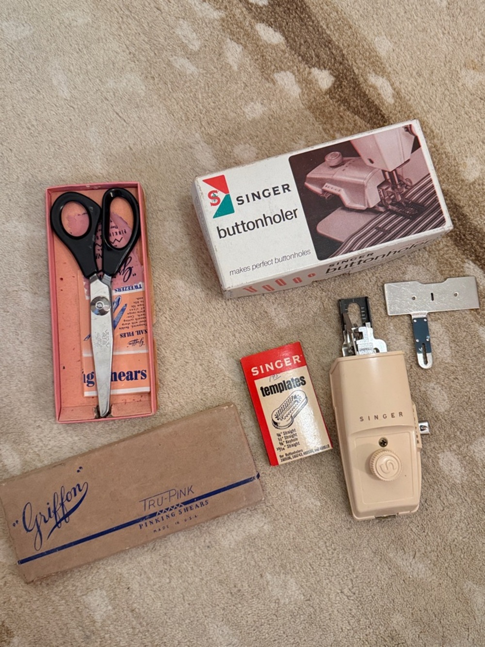 Vintage Singer Buttonholer & Griffin pinking shears